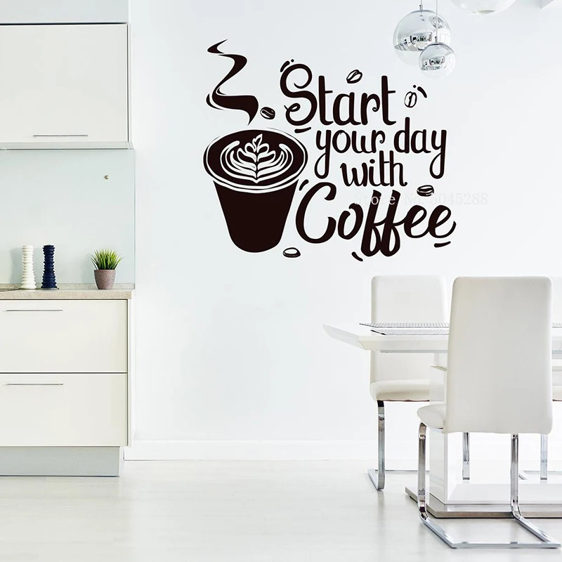 Вы можете начать свой день с Кофе магазин стены Стикеры виниловая декоративная