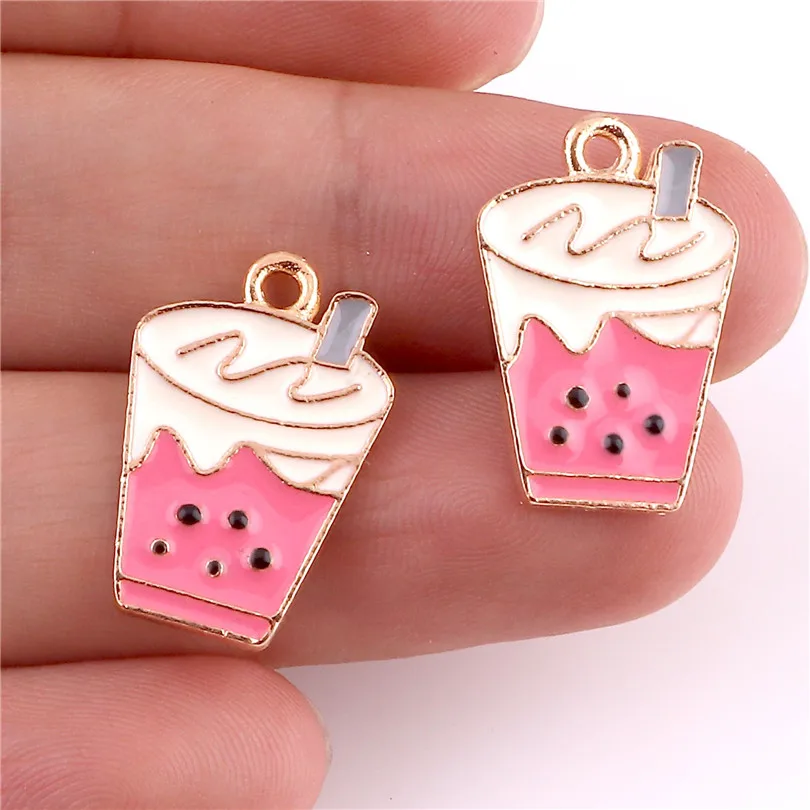 10 шт. Enamels кофейная чашка детская бутылка сплав серьги амулеты DIY ручной работы изготовление волос ожерелье ювелирные изделия, подвески, аксессуары - Окраска металла: 23045 drinks cup