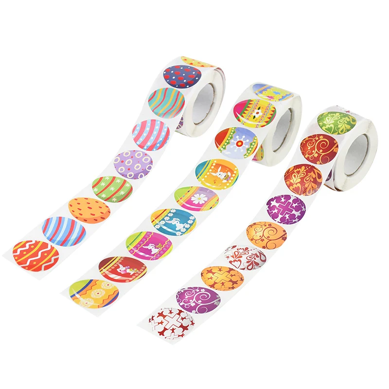 

500Pcs/Roll Easter Party Gift Sealing Stickers Cute Rabbit Self Adhesive Seal Label Sticker For Easter Party Kids Gift Bag Decor