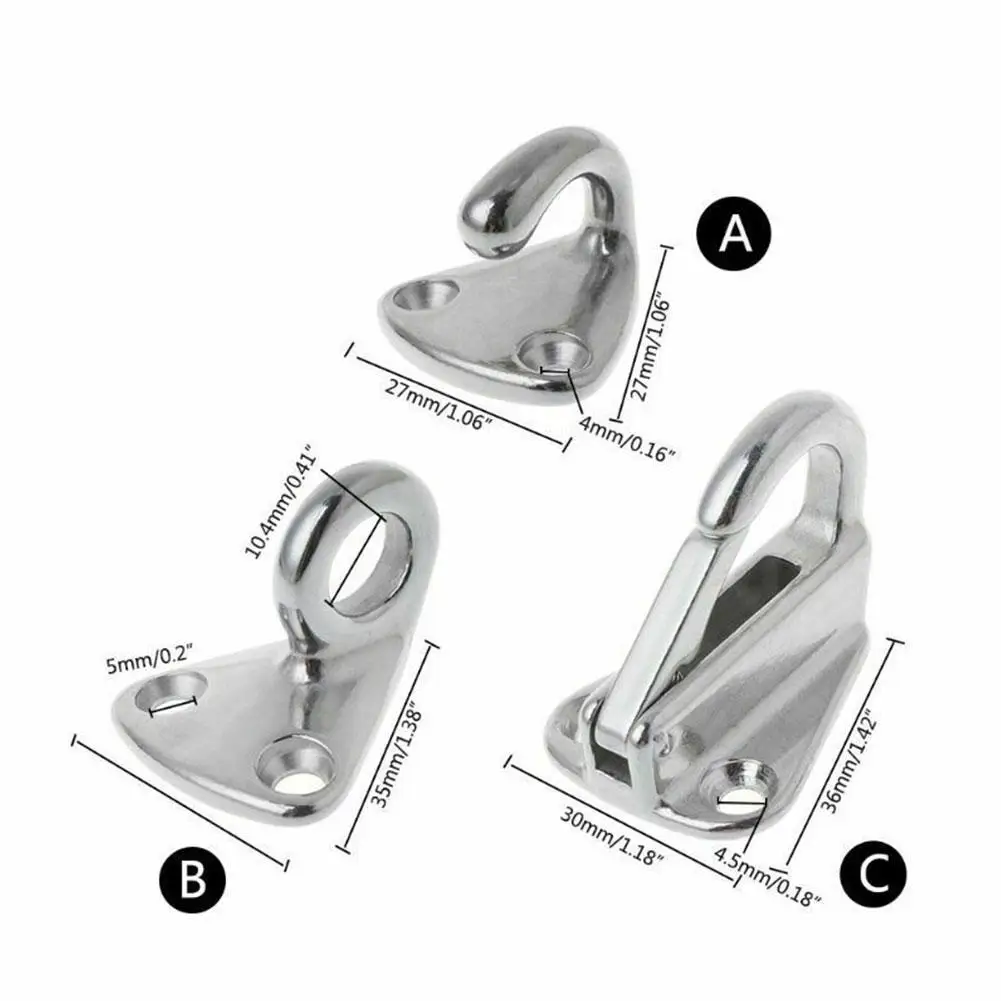 

1Pcs 316 Steel Mini Boat Hook Sailing Pad Hardware Hooks Marine Carabiner Fender Silver Eye F6I0