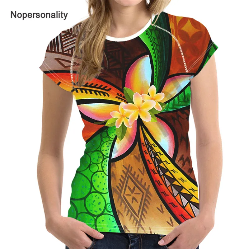 

Nopersonality полинезийская Плюмерия принт Женская футболка с коротким рукавом летняя дышащая Повседневная футболка для девочек дамские Топы Фу...