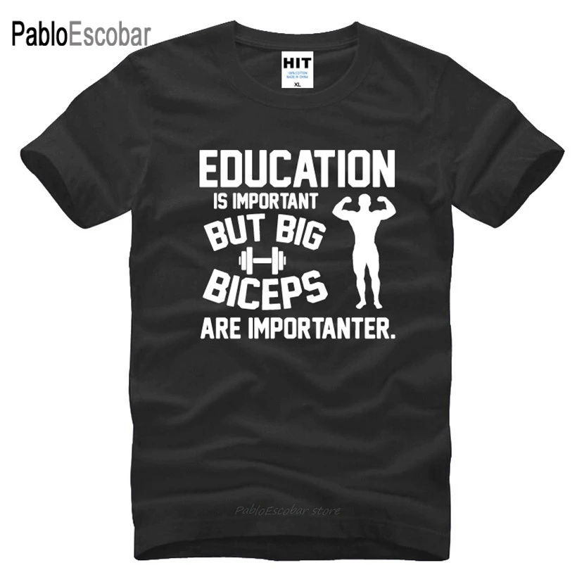 Образование важно но большие бицепсы важны забавные мужские футболки мужская