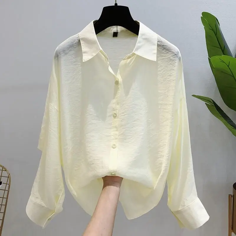 

Women's Summer Thin Chiffon Perspective Sunscreen Shirt Casual Loose Cardigan Plus Size Blouse Top Blusa