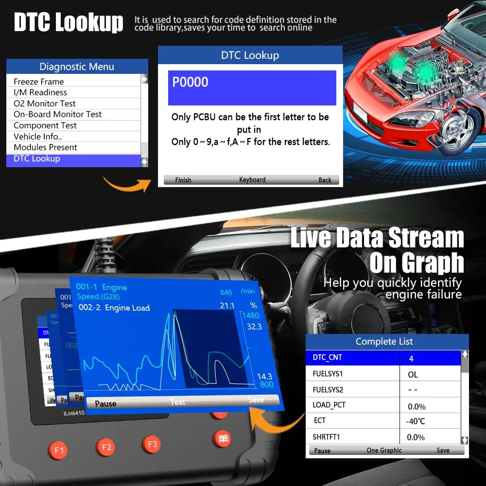 Диагностический сканер Vident iLink410 система ABS SRS OBDII с системой сброса