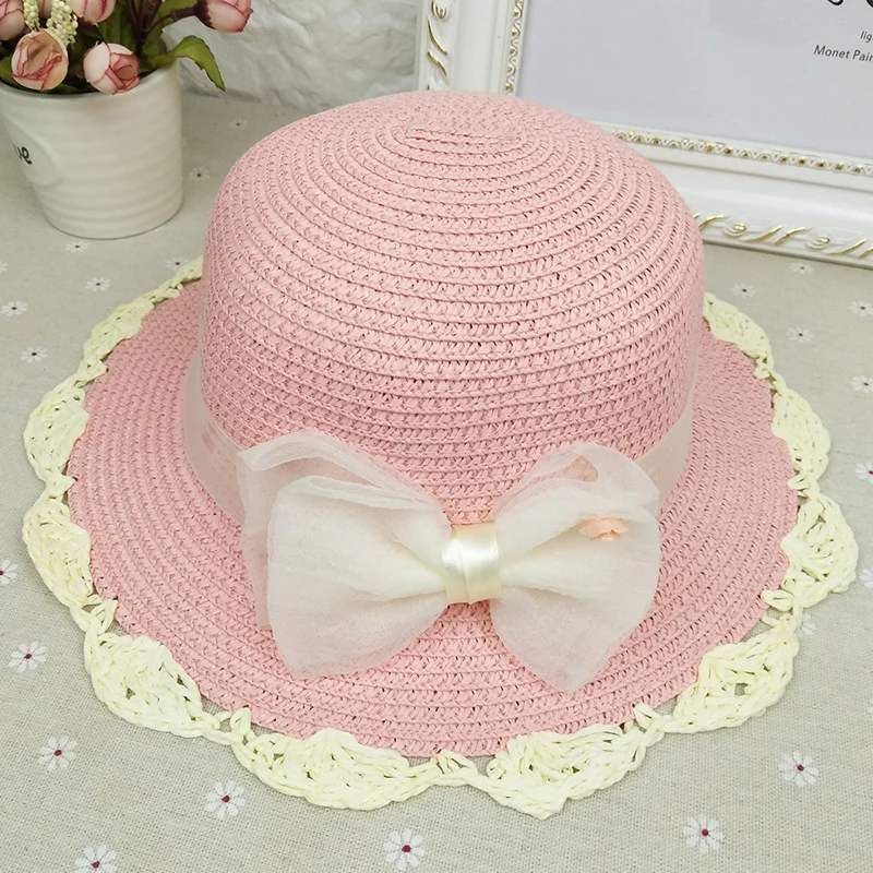 

Summer New Children's Hats, Sun-shield Hats, Straw Woven Bow Lace Girls Straw Hats, Baby Travel Beach Hats, Big Brimmed Hats