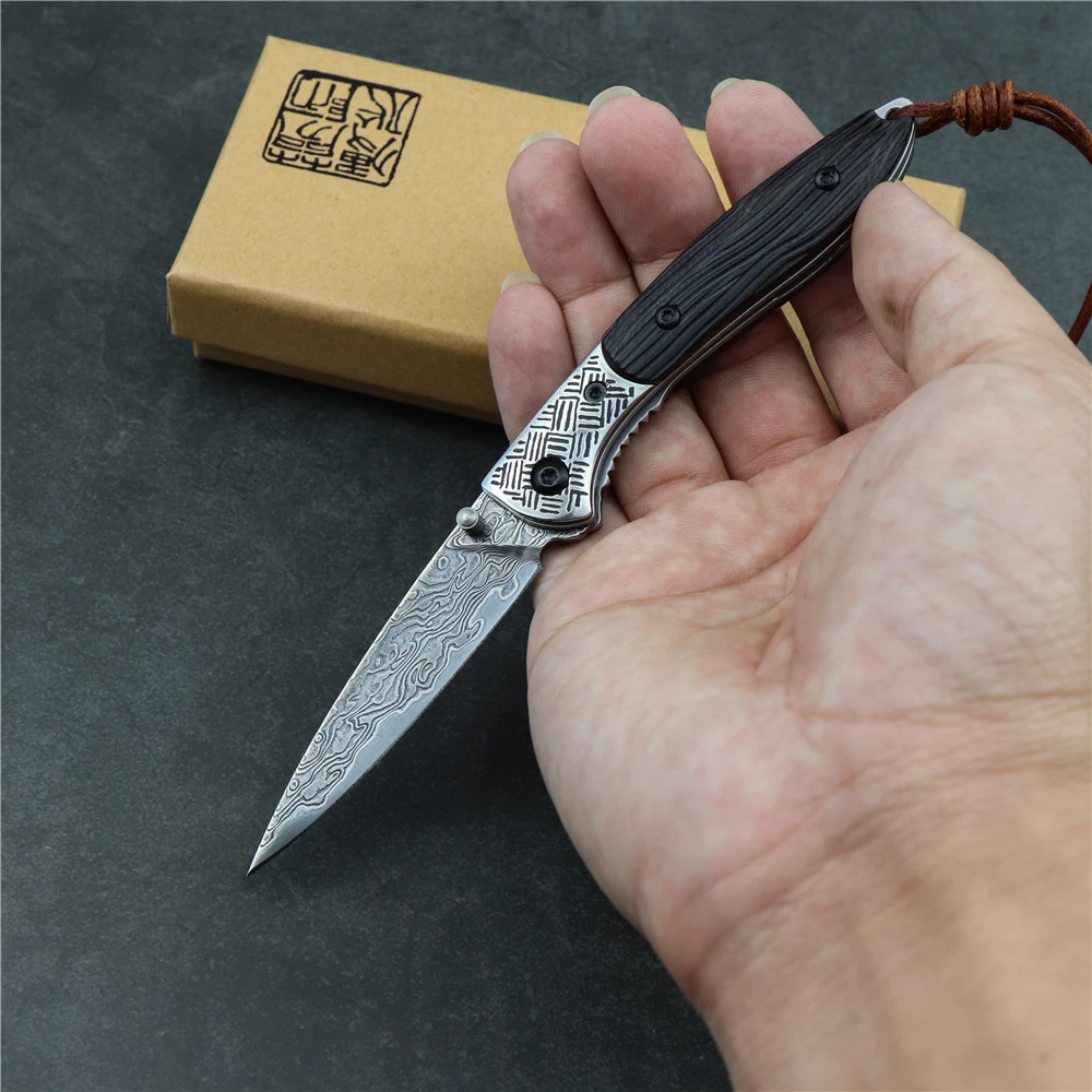 Складной нож Vg10 из кованой дамасской стали для кемпинга с твердостью по высоте