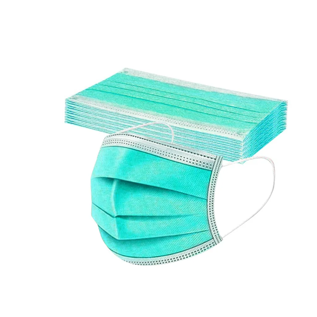 

10PC Face Mask Adult Mascarillas Disposable Pure color Protective Face Mask 3Ply Breathable Masque Unisex Ear Loop Mascarilla 5