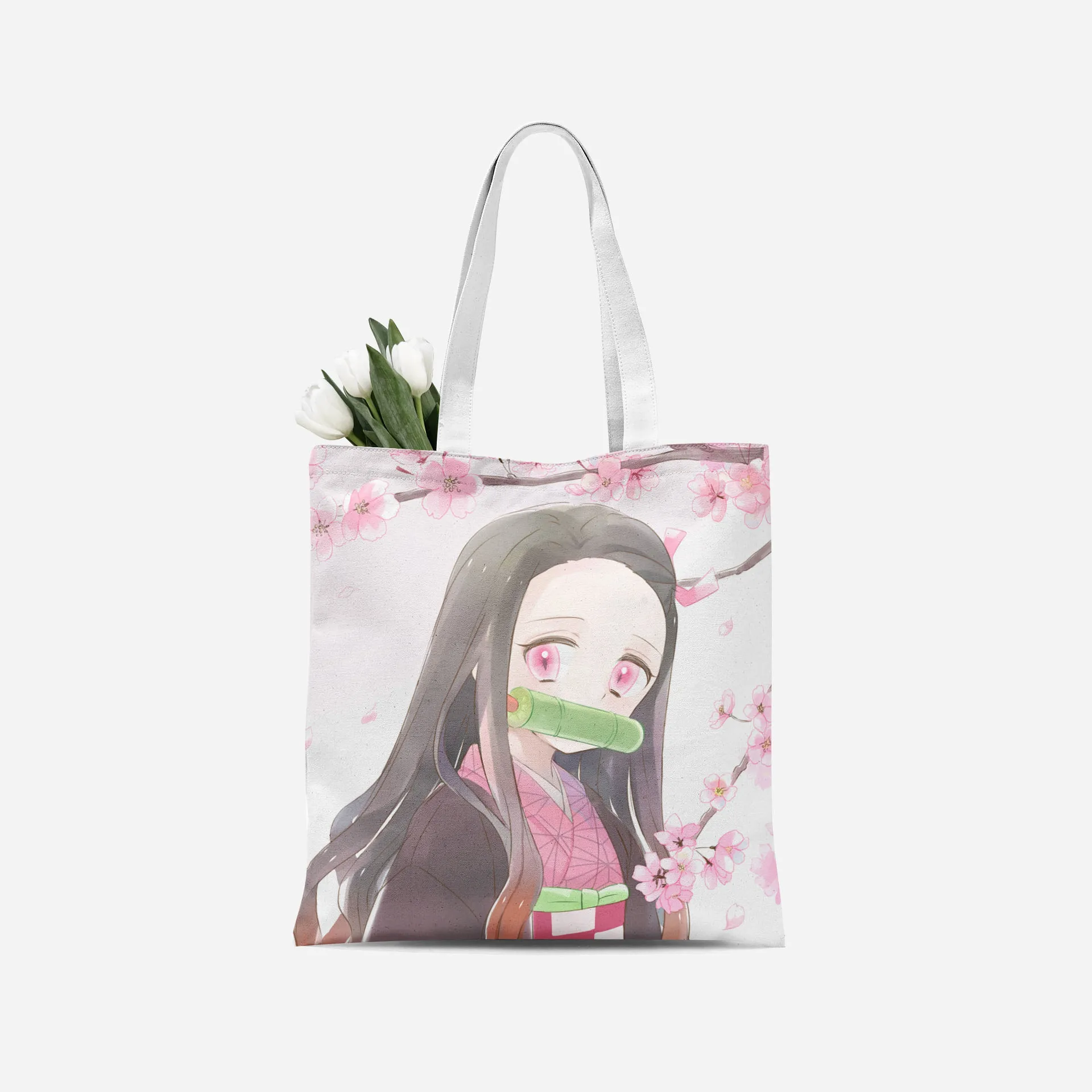 

Anime Demon Slayer Cute Kamado Tanjirou Cosplay Shopping bags Shoulder plaid shopping Bag Anime Backpacks