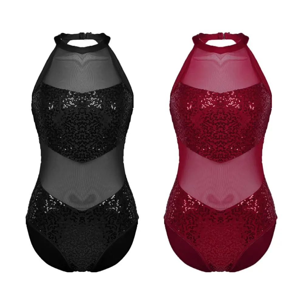 Женское балетное боди танцевальный костюм для классов взрослых блестящий
