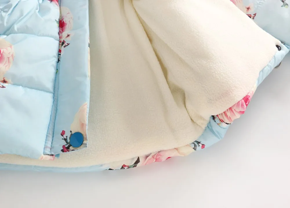 Зимнее плотное теплое Детское пальто с цветочным принтом теплая куртка модная