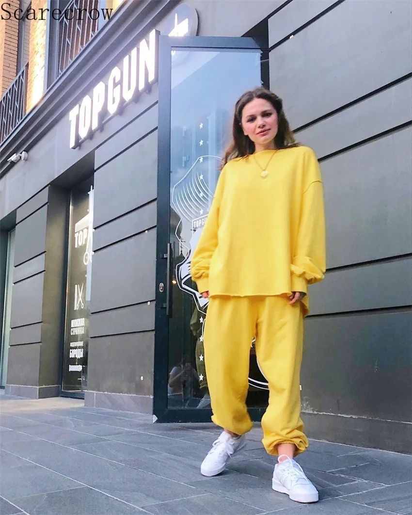 

Fashion Long Sleeve Round Neck Casual Sweatshirts and Pants Loose Two Piece Set 2 Piece Set Women Clothes Outfits for Women