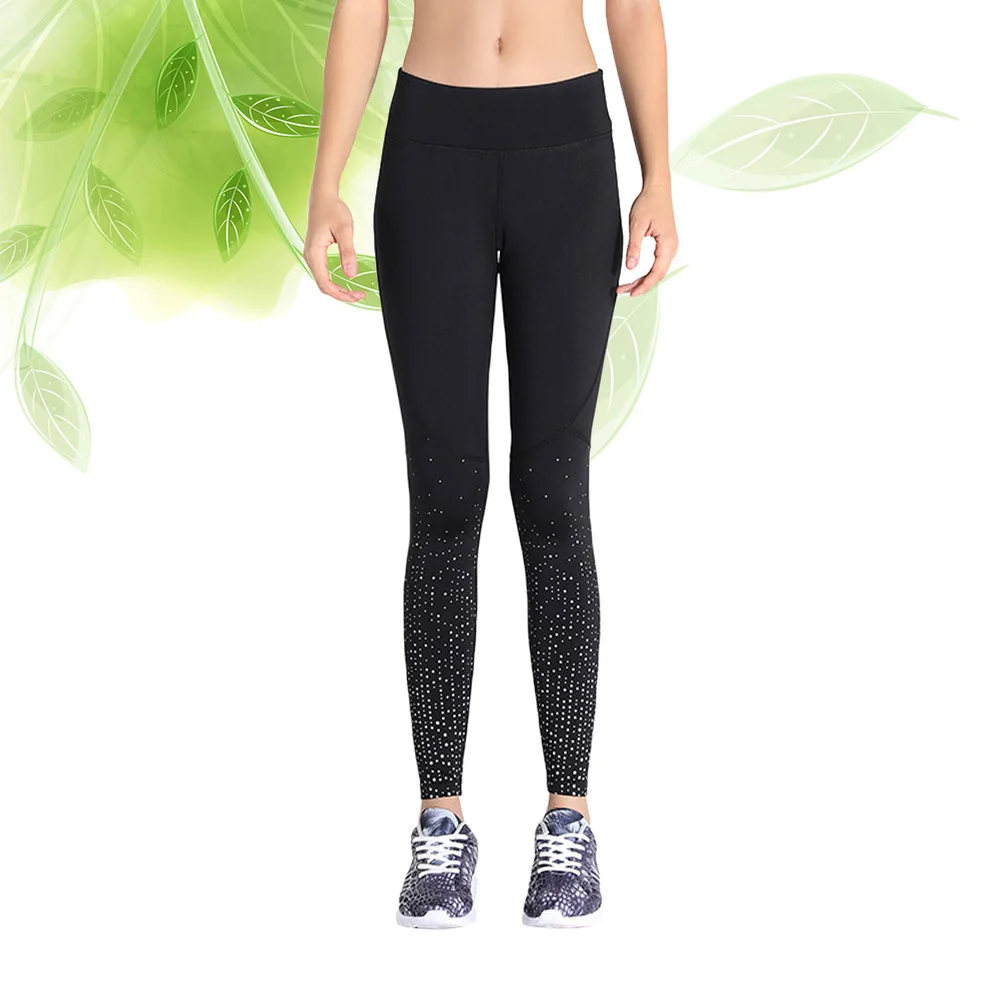 

High Waist Night Reflective Running Pants Outdoor Tight Yoga Leggings - Size