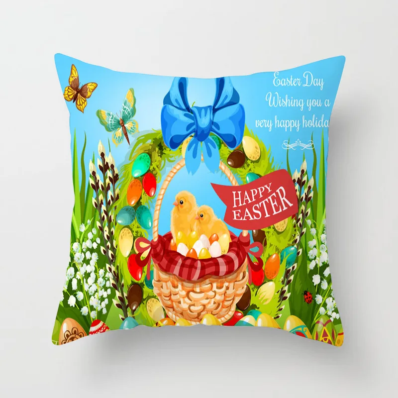 Пасхальный чехол для подушки с изображением кролика и яиц дивана спальни