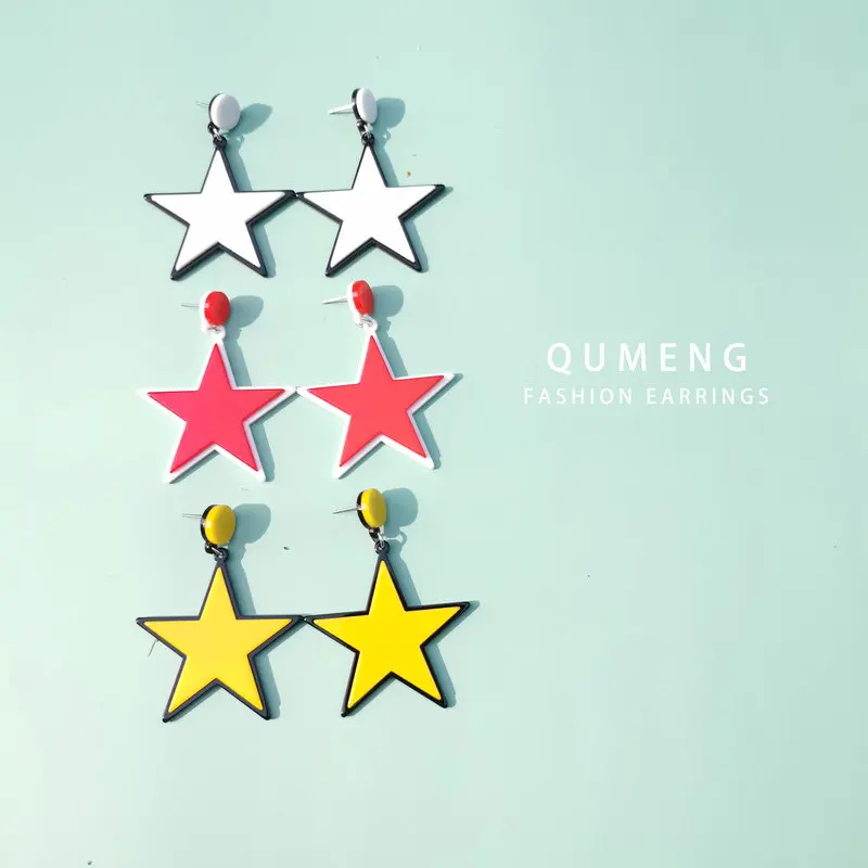 QUMENG 2020 корейский геометрической формы акриловые серьги в стиле панк рок