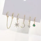 Новый набор милых звезд и луна, маленькие серьги-кольца, наборы, серьги со стразами для женщин, модные ювелирные изделия, подарок, 2021