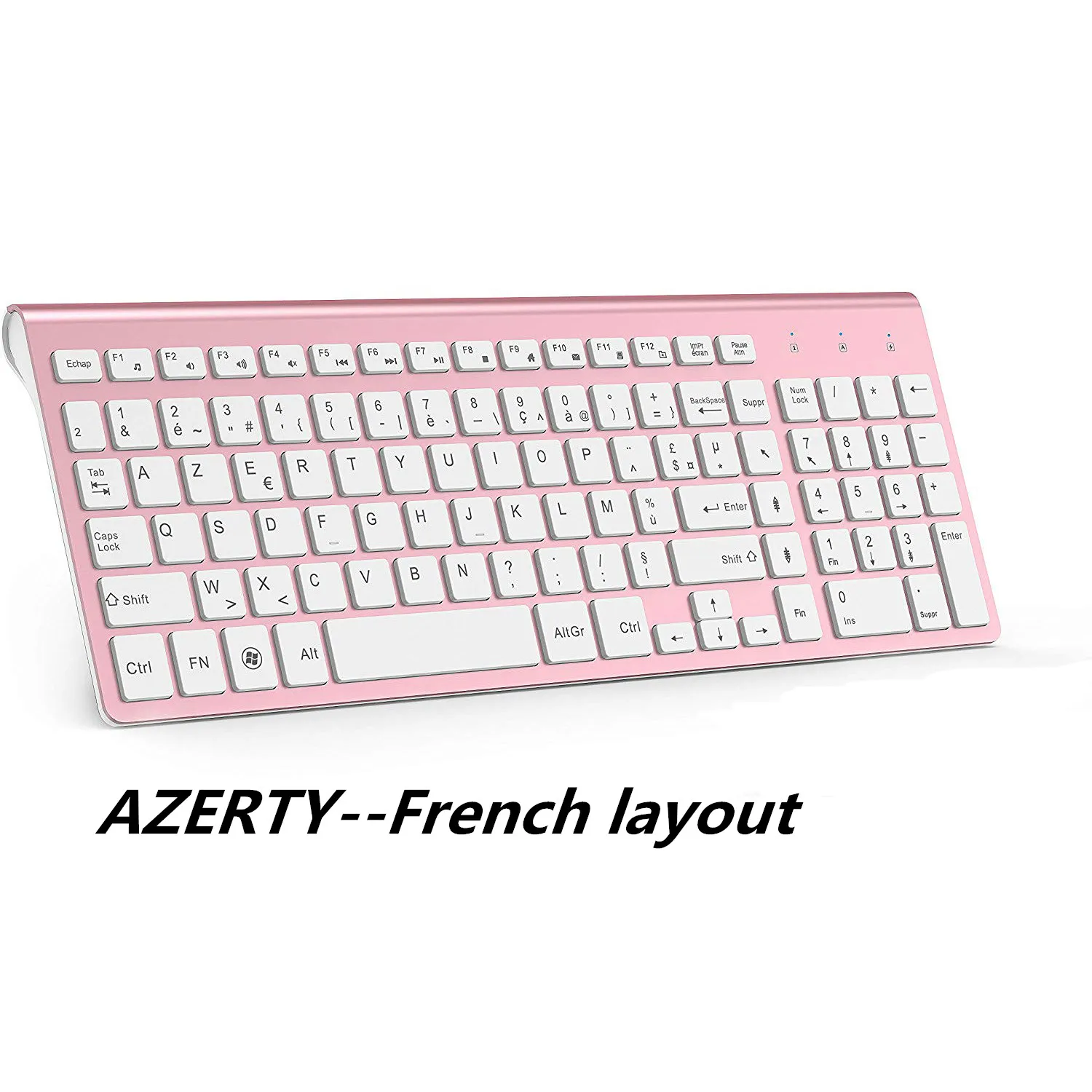 2.4Ghz Wireless Keyboard, Ergonomic Design, French Language 