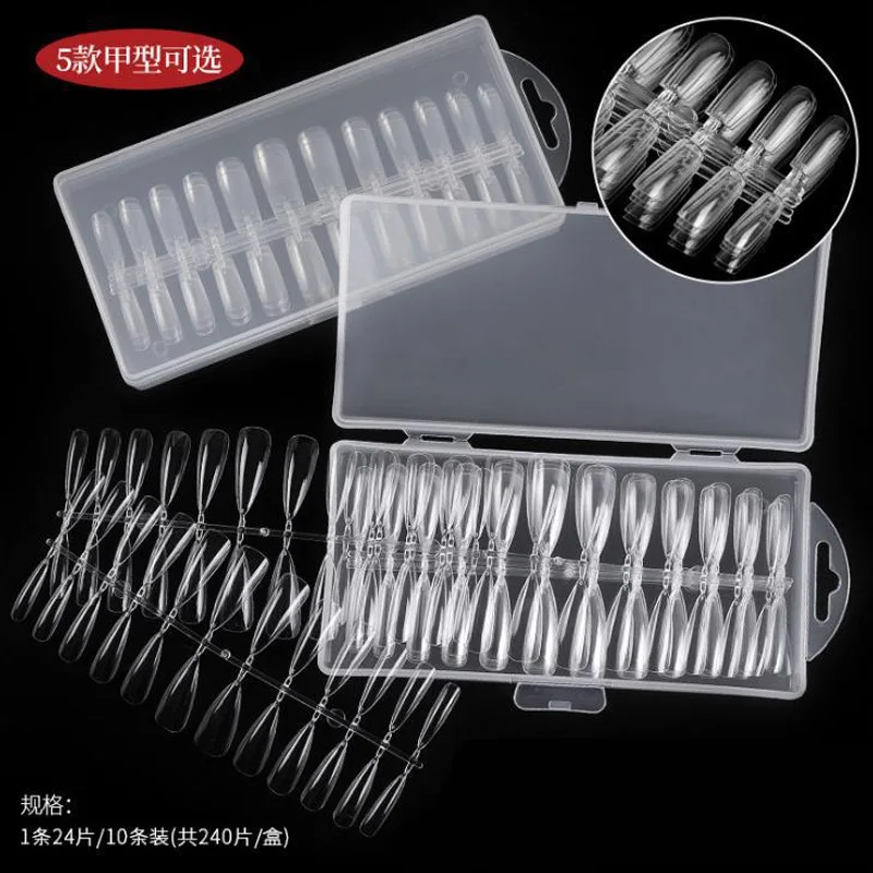 

240pcs XXL Full Cover Long Clear False Fake Normal Acrylic Nail Art Extension Tips 12 Sizes Long Coffin Ballerina Nail Tips