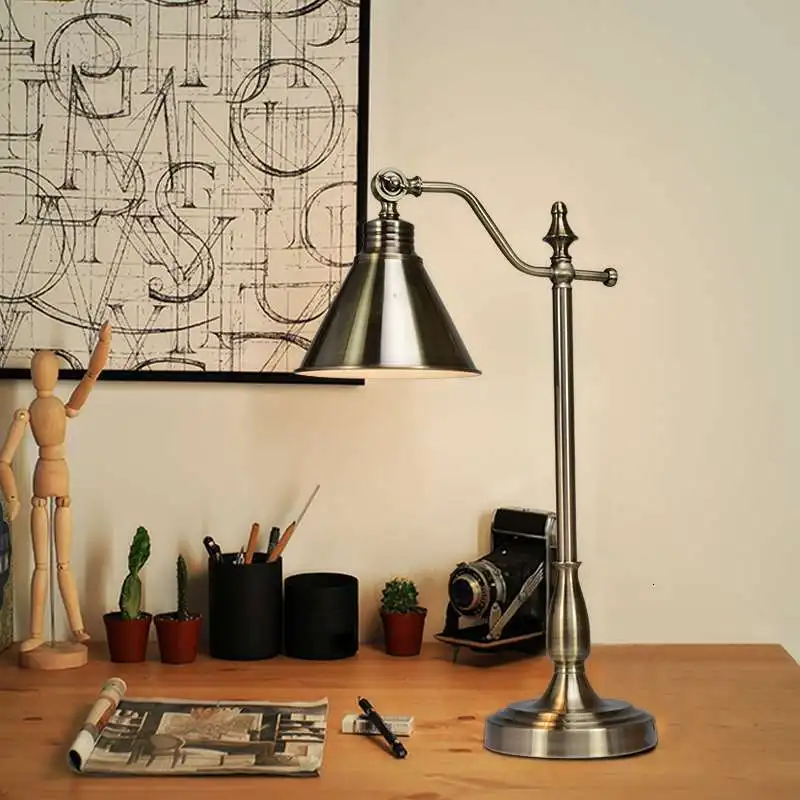 

American Style Hight Quality Antique Brass Design Iron Decoration Table Lamp Lampara De Mesa abajour lampara de mesa