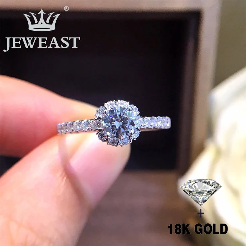 Кольцо с натуральным бриллиантом 18K золото чистое красивое кольцо драгоценными