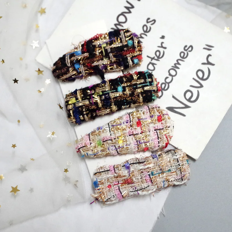 

Hot Selling New Fashion Super Cute Sweet Fabric Geometry Drop Shape Children Hair Clips for Girls