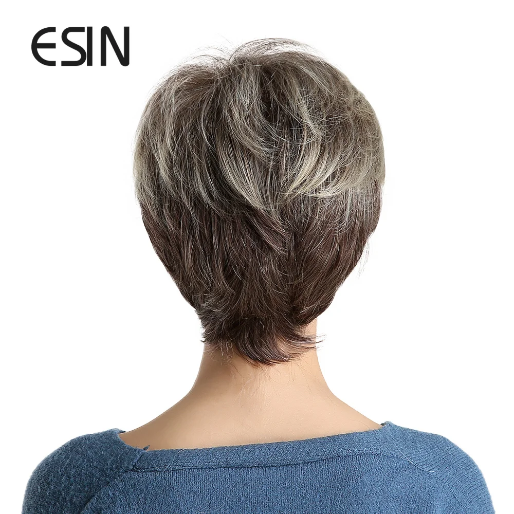 ESIN Женский синтетический парик из канекалона Холодный серый цветс темными