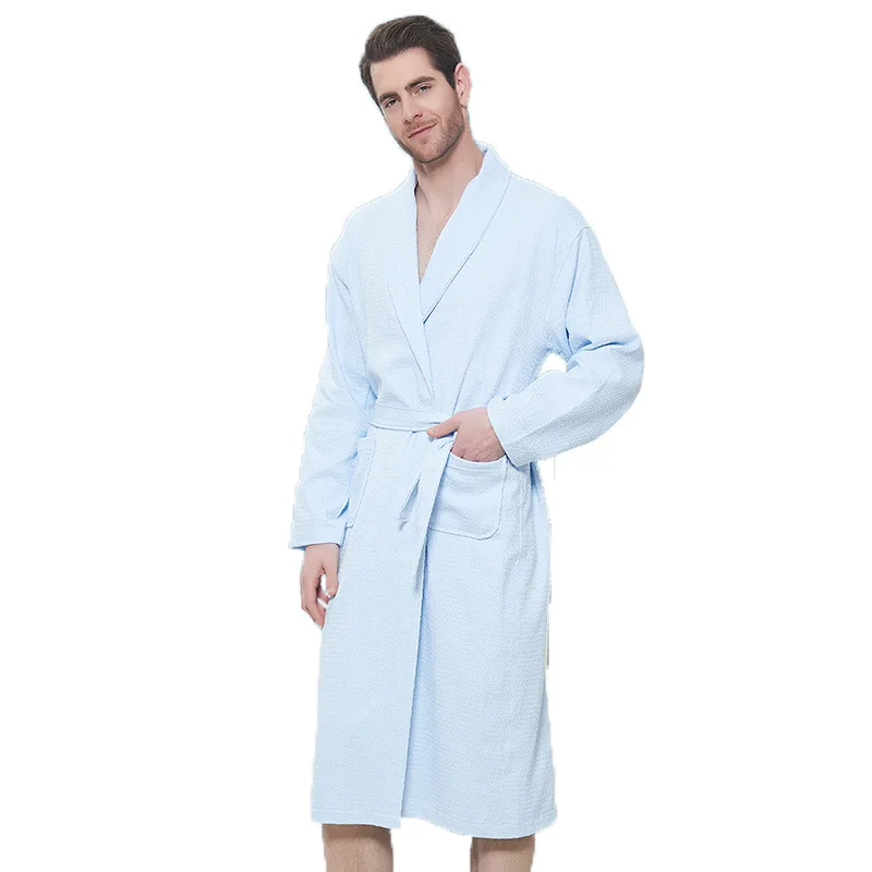 Халат вафельный из тонкого хлопка для мужчин и женщин банный халат дома