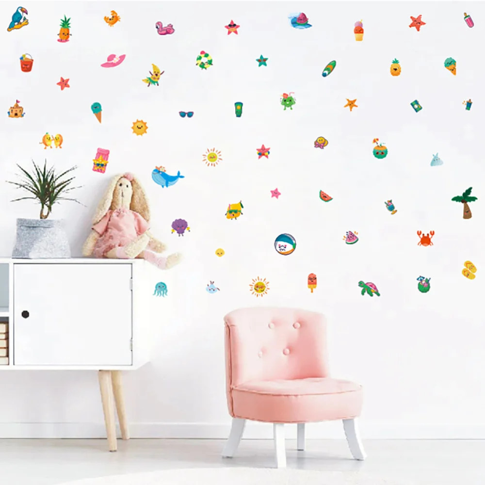 

1 Sheet Creative Hawaiian Beach Stickers Wall Decals for Party (Assorted Color)