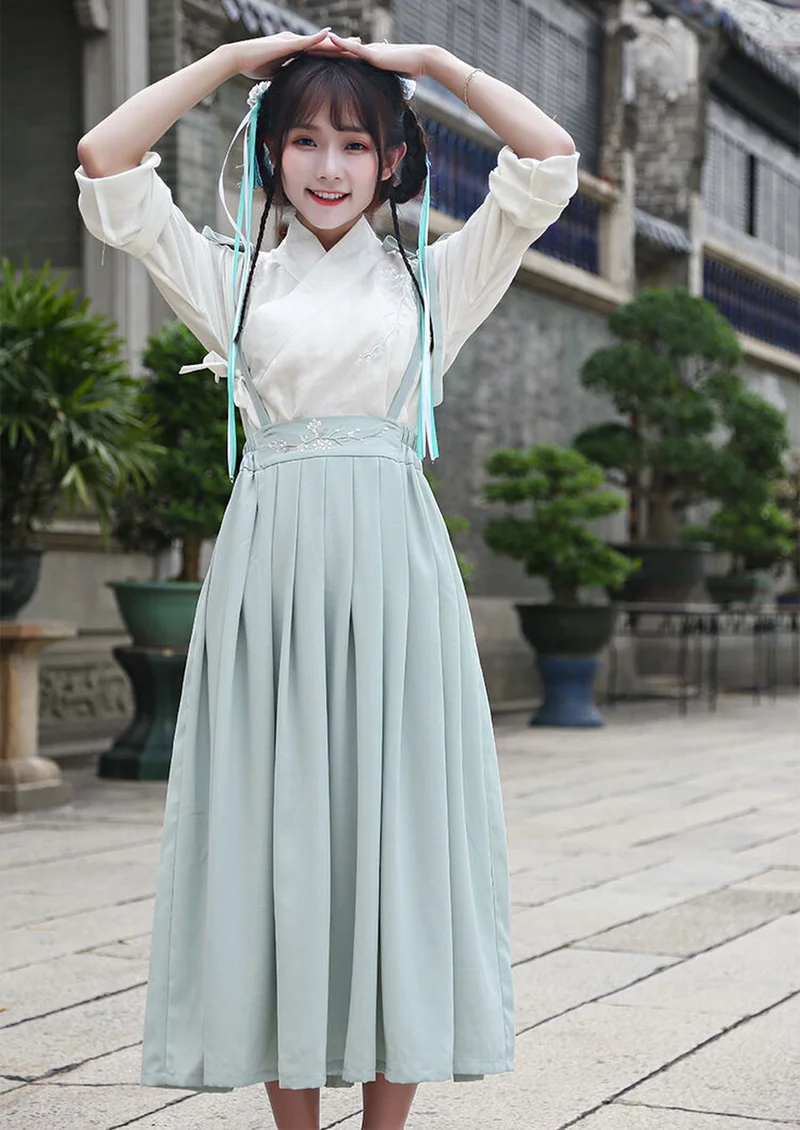 Традиционное китайское платье Hanfu для женщин современное на бретелях hanbow одежда