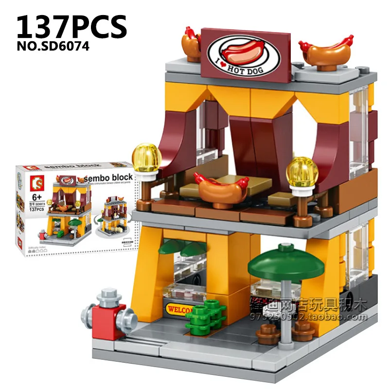 Sembo мини город улица магазин строительные блоки китайская серия Обучающие