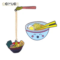 noodle badges custom brooches enamel pin ramen soup bowl with chopsticks fashion jacket lapel collar pins badges gift for friend