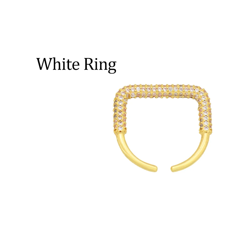 

Adjustable CZ Crystal Geometric Square Rings Punk Quality Jewelry Women Gifts Finger Aesthetic Rings Colorful anillos colores