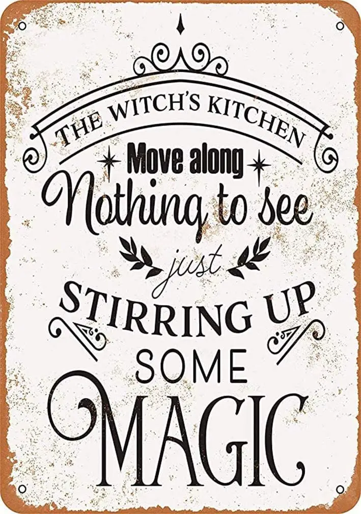 

MUNDERA 8 X 12 Metal Sign The Witch's Kitchen Retro Tin Signs Distressed Look Vintage Wall Decor Art
