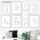 Абстрактное лицо женщины линия Холст плакат нордическое украшение картина стены Искусство принты живопись минималистские скандинавские картины декор