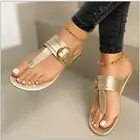 Женские летние пляжные босоножки, сандалии на плоской подошве, женская обувь с откидной крышкой и ремешком из искусственной кожи в богемном стиле, женская обувь D490