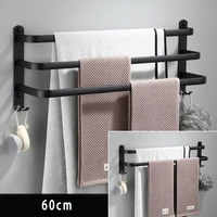 60cm towel rack towel hanger rail wall mounted towel rack bathroom space aluminum black towel bar rail matte black towel holder