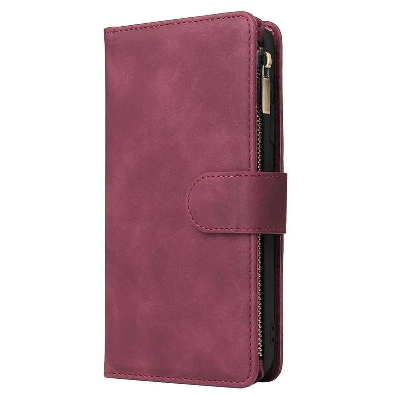 Wine Red Для Funda samsung Note10+ чехол для телефона роскошный кожаный кошелек с молнией держатель для карт чехол для samsung Galaxy A50 A70(A7) A705F - Цвет: Wine Red