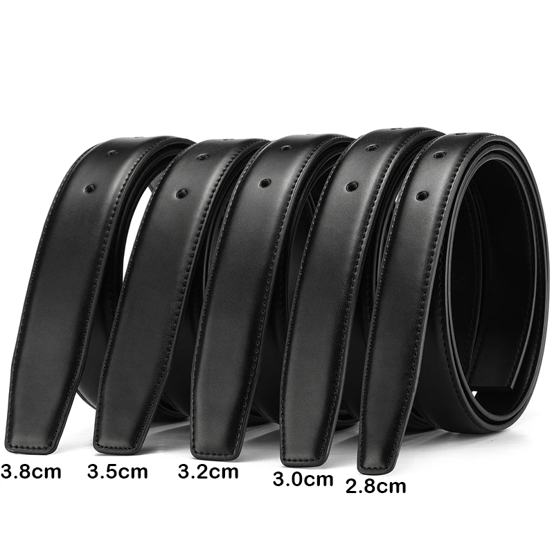 CEXIKA 2.8cm 3.0cm 3.5cm 3.8cm Belt No Buckle for Pin Buckle High Quality PU Leather Belts Strap Without Buckle Men Women