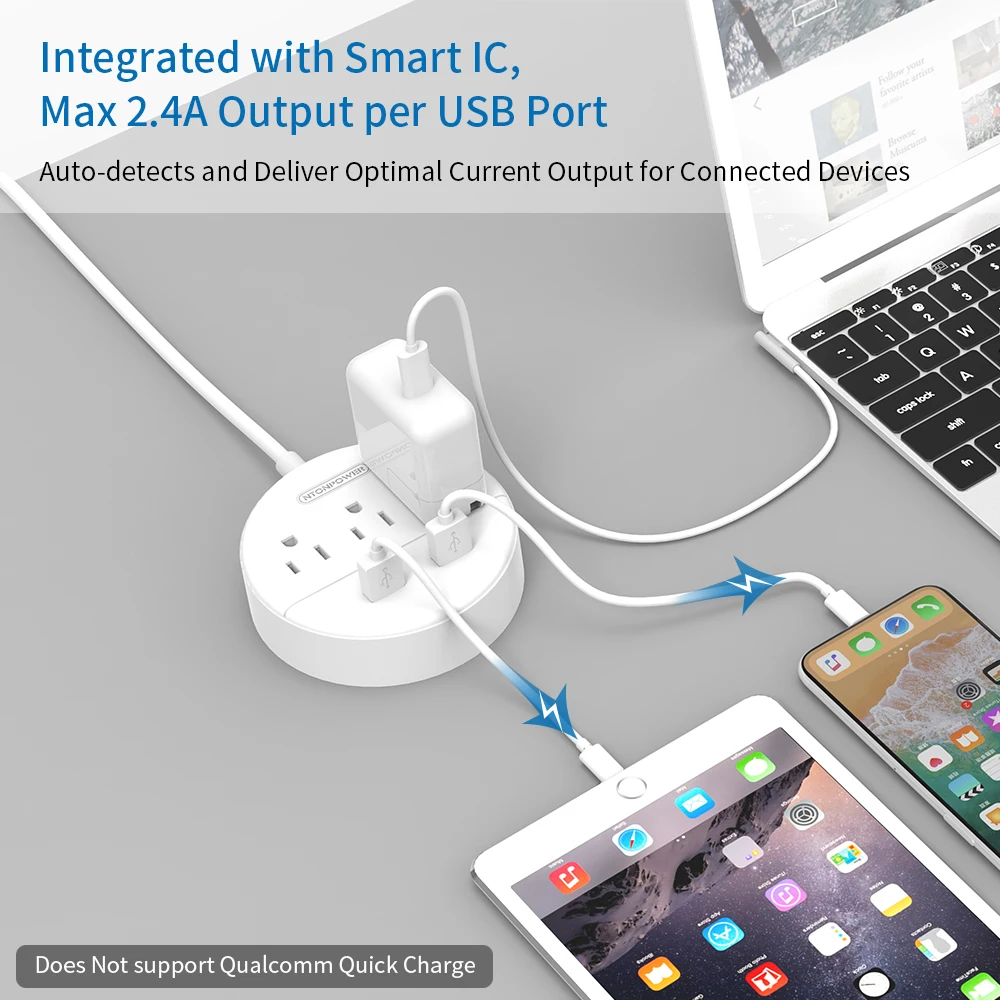 Сетевой удлинитель NTON POWER US настенное крепление с USB флагом 3 розетки 2 USB-порта для