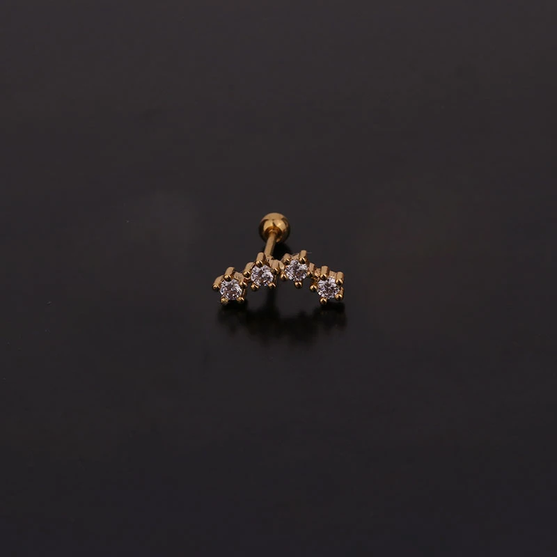 1 шт. Милые простые маленькие Micro Pave Цирконий геометрический серьга-гвоздик