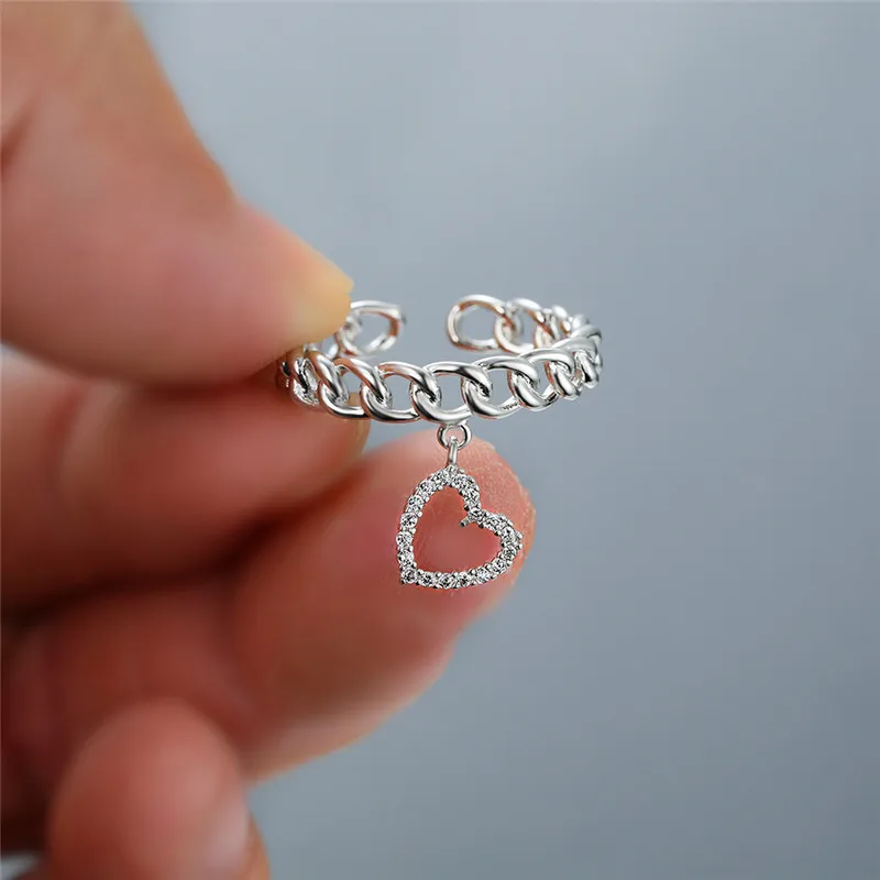 Женское Открытое кольцо с белым кристаллом минималистичное свадебное