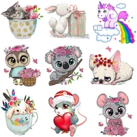 iron on transfer cute animal unicorn patches for clothing cartoon cat thermal stickers on clothes diy children clothing applique