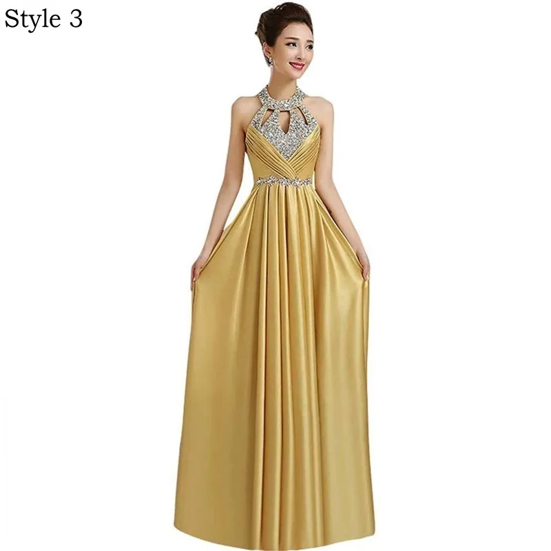 [Clearance Sale] Chiffon Long Evening Dress Formal Dresses Evening Gown Elegant Beaded Boidce with Zipper Back