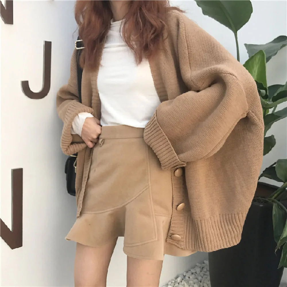 

Autumn Clothes Korea Ladies Sweater Cardigan Single-breasted Solid Fashion Women Clothes Autumn Lazy Style Female Top Loose