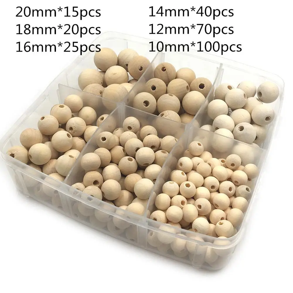 Набор бусин из натурального дерева геометрической формы сделай сам с коробкой