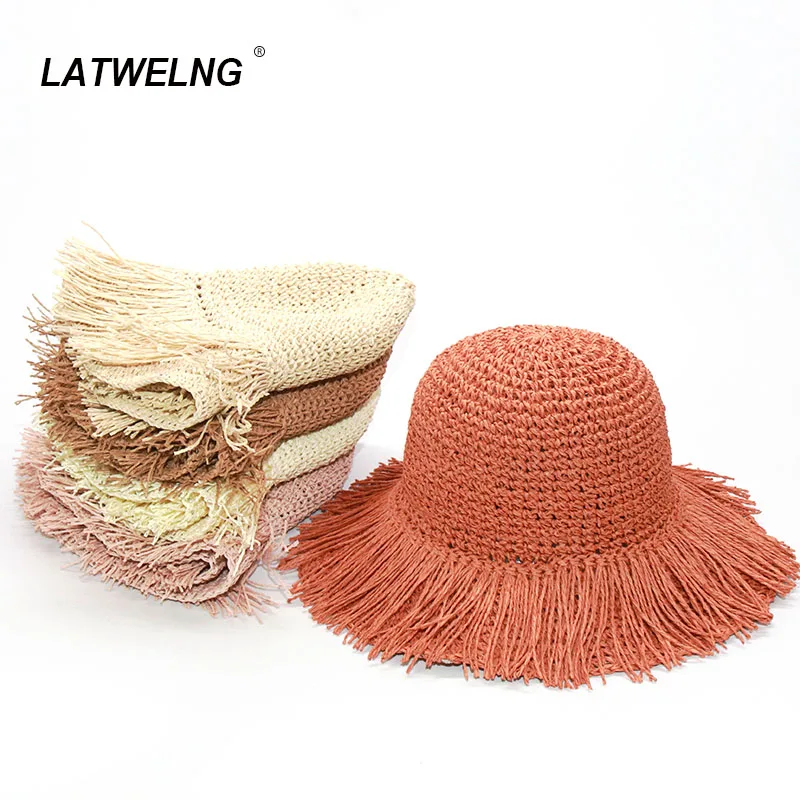 Новые тканые летние шляпы аксессуары для пляжа женские складные солнцезащитные