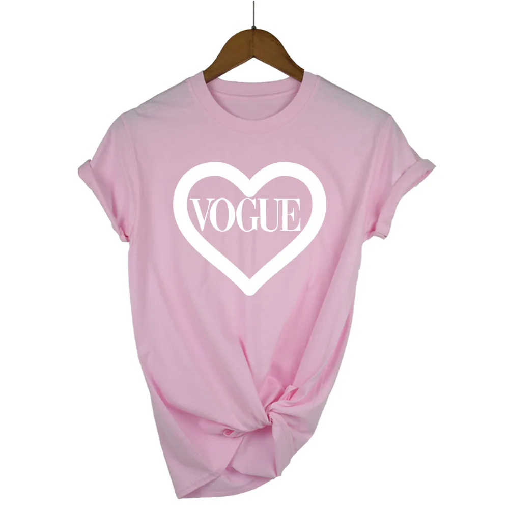 

100% Pure Cotton T Shirt Vogue Heart Print Women Short Sleeve O Neck Loose Tshirt 2020 Summer Causal Tee Shirt Tops