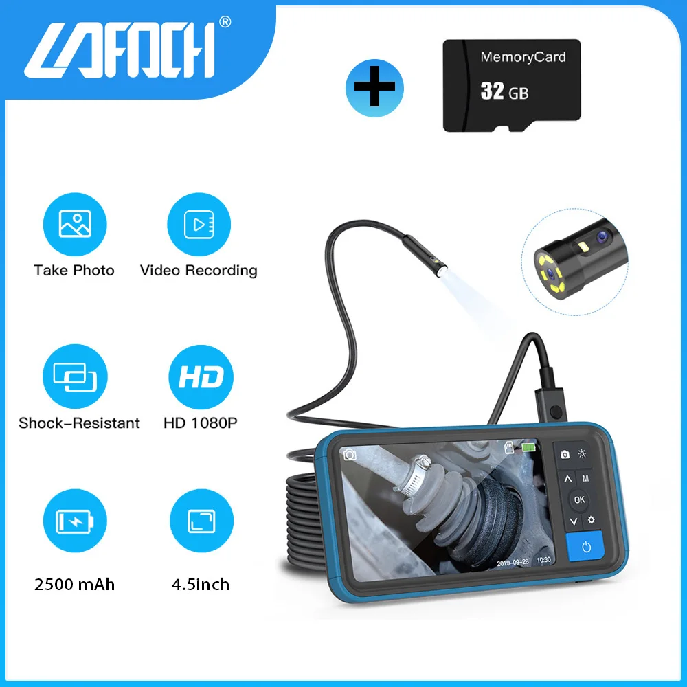 Камера-Эндоскоп Промышленная водостойкая IP67 8 мм 6 светодиодный одов Экран 4 5