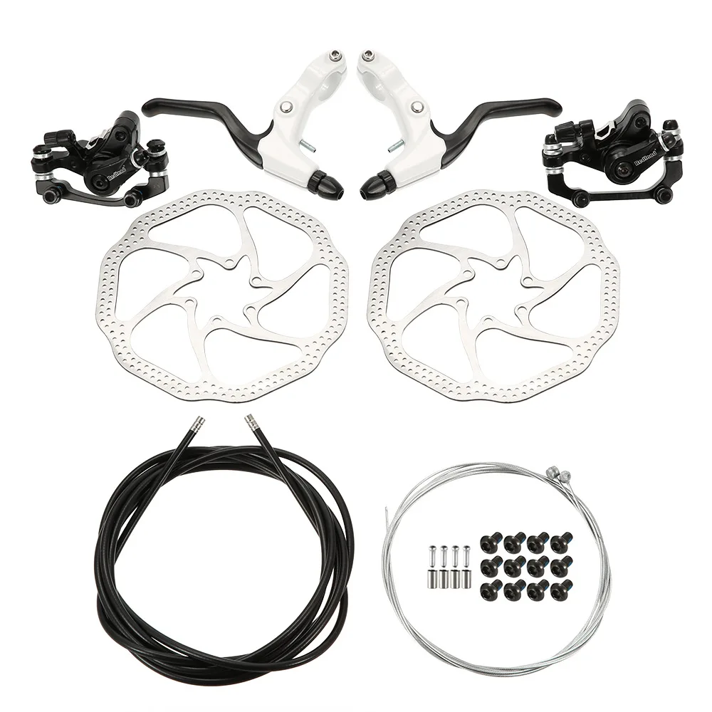 General Disk Brake Set Mountain Bike Bicycle Brake Mechanical Line Pulling Disc Brake Front Caliper Rear Caliper 160mm Cable Set