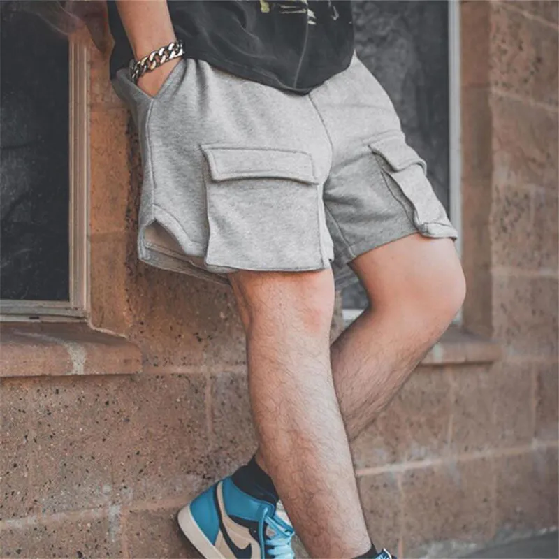 

Мужские летние шорты, Классические однотонные шорты до колен, эффект потертости