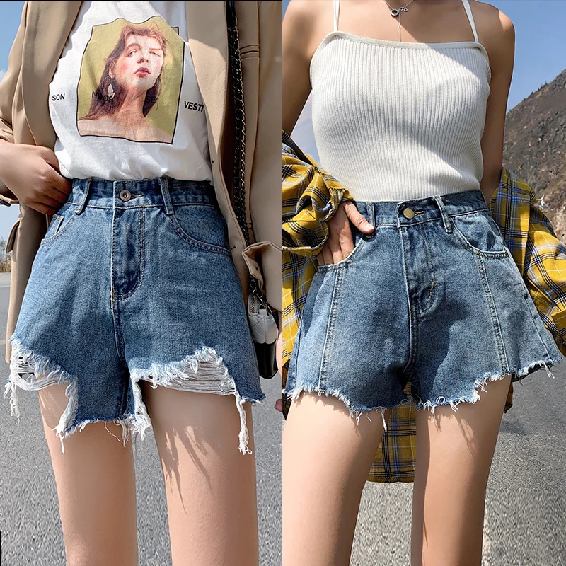 

2020 Women's Summer New Frayed Raw Denim Shorts